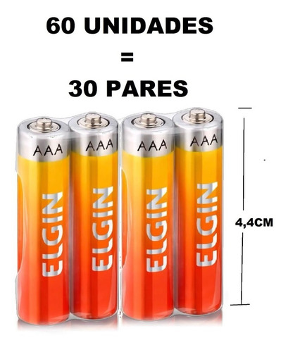 Imagem 2 de 3 de Pilha Elgin Comum Aaa Palito Caixa 60 Peças