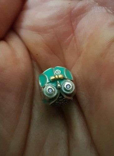 Charm Buho Verde, Intelectual Joya Plata Estilo Pandora