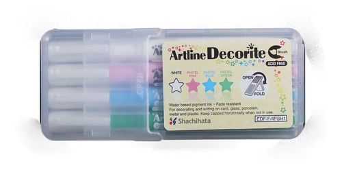 Imagen 2 de 5 de Brush Pen Artline Decorite Set 3 Color Pastel + Blanco