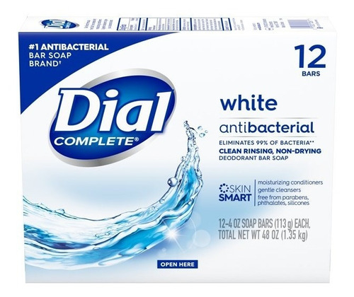 Jabón Antibacterial Dial Blanco 113 Gr 12 Pack