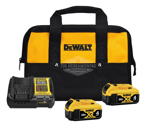 Kit Cargador + 2 Baterias 4ah + Bolso Dewalt Dcb204