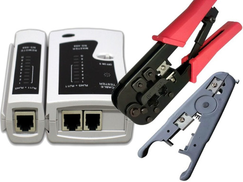 Kit Alicate Rj45 Crimpador, Testador Cabo E  Decapador Mf