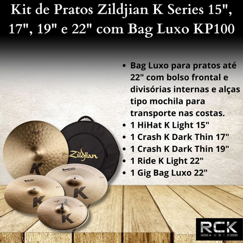 Kit Pratos Zildjian K Series 15 , 17 , 19 E 22 C/ Bagkp100