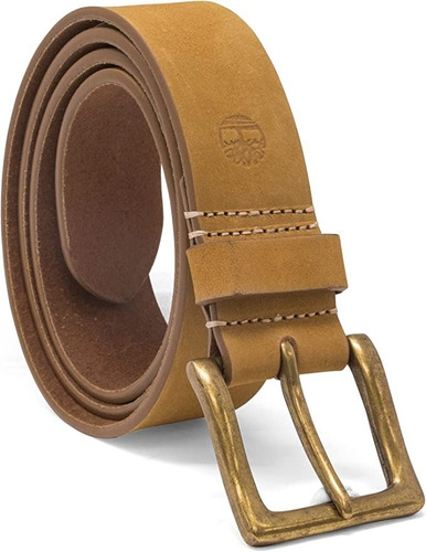 Timberland ® Cinturón Para Hombre 100% Piel 38mm Hebilla Color Marrón Trigo Talla 42