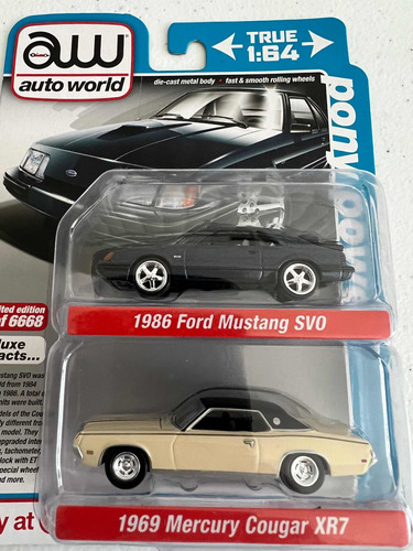 Auto Would 1/64 2pack 1986 Mustang Svo 1969 Cougar Xr-7