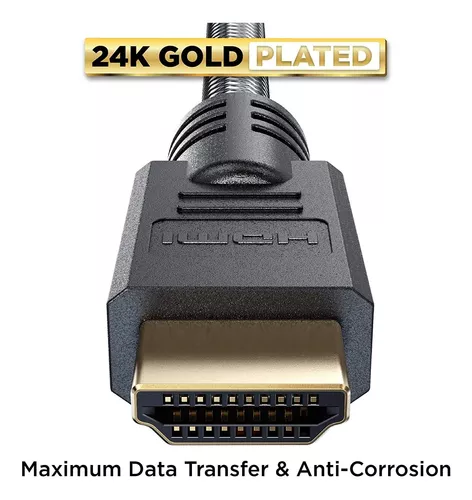  PowerBear - Cable HDMI 4K 10 pies, nailon trenzado y conectores  dorados Pack de 1 Negro : Electrónica