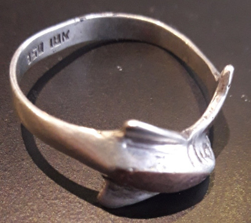 Anillo Delfin Plata 950 Oro 18 K  Medida 18