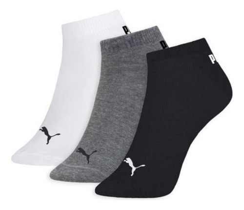 Kit 3 Pares Meia Puma Cano Curto Esportiva Masculina Algodão