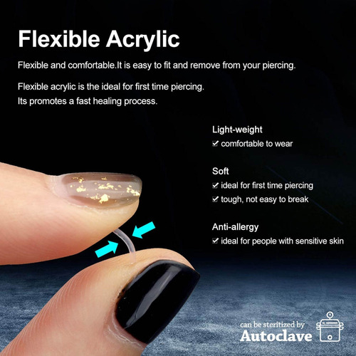 Piercing Hider Flex Con Anillos De Tabique En Forma De U (12