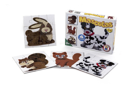 Puzzles Mascotas 4 Puzzles En 1 Ruibal 9-12 Piezas Dglgames