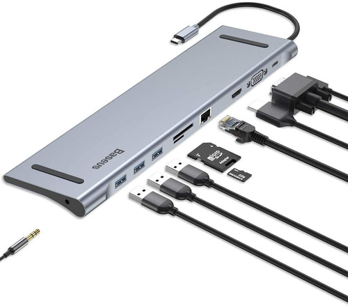 Super Hub Para Macbook Baseus 10 Em 1 Hdmi Usb 3.0 Catsx-t0g