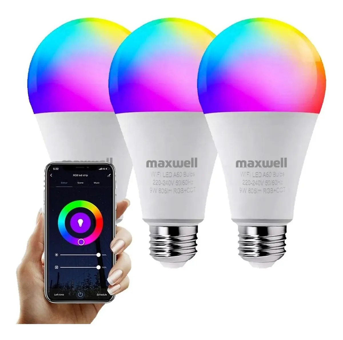 Ampolletas Inteligentes Set X3 Maxwell E27 Wifi Tuya Rgb 9w