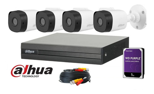 Imagen 1 de 10 de Kit Seguridad Dahua Dvr 4 Camaras Full Hd 1080p Disco 1tb