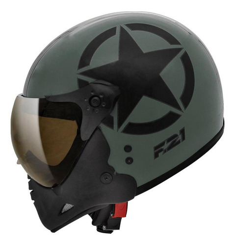 Capacete para moto  escamoteável Peels  F-21  verde-militar e preto army us tamanho 58 