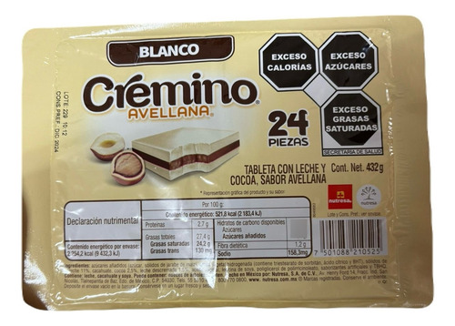 Chocolate Cremino Avellana Blanco 24pz