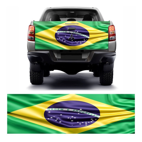 Faixa Adesivo Tampa Traseira Bandeira Brasil 140x45 Amarok