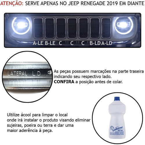 Aplique Arco Cromado Grade Novo Jeep Renegade 2019/... 7pçs