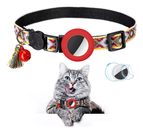 Collar Para Gato Compatible Con Rastreador Gps Airtag Color Rojo