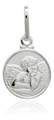 Pingente Prata Medalha Anjo