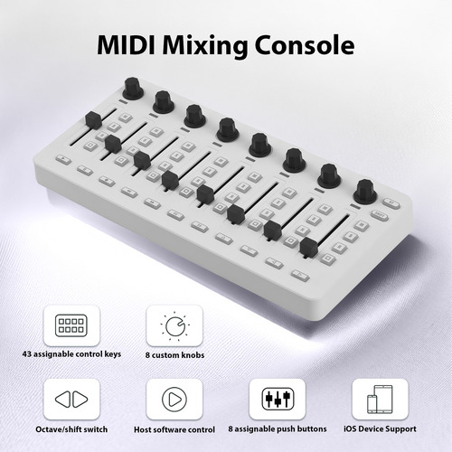 Console De Mixagem Midi Controller Midi Com 43 Botões 8 Botõ