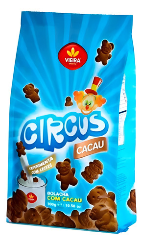 Biscoito Doce Circus Cocoa Vieira 300gr - Kit Com 2