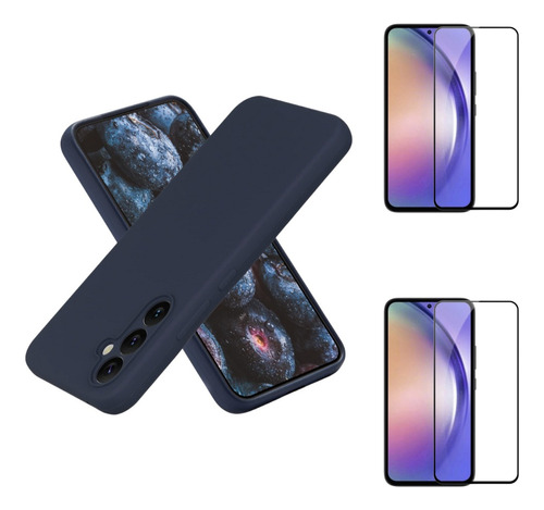 Case Funda Soft Premium Azul Para Samsung A54 + 2 Micas