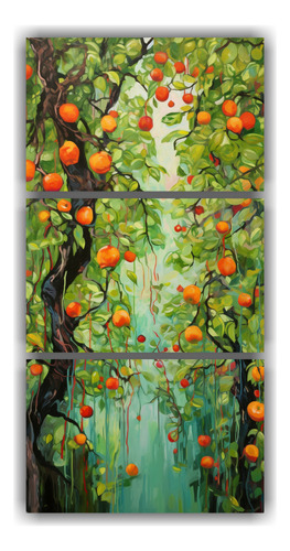 75x150cm Cuadro Abstracto De Árboles Frutales Amarillos Y B
