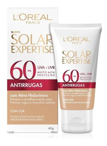 Protetor Solar Facial Antirrugas Com Cor Uniforme Fps60 40g L'oré...