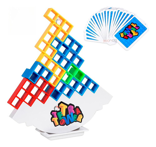 Juego Tetra Tower Bloques En Equilibrio Tetris Apilable 48pc Color Colorido