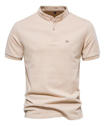 Camisa Polo De Algodón Con Cuello Alto Para Hombre, Manga Co