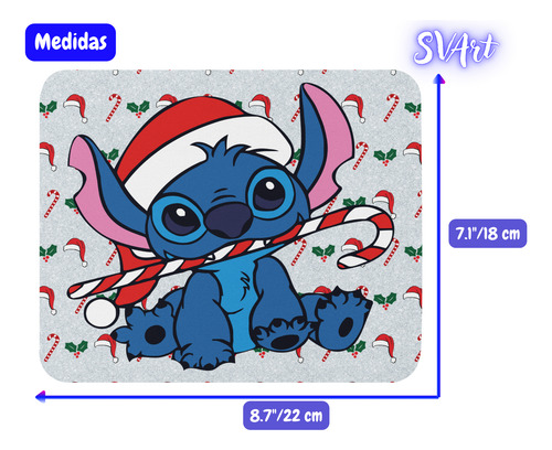 Mouse Pad Svart Diseño Stich Feliz Navidad Md2