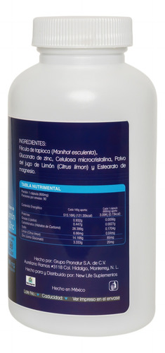 Zinc - 90 Cápsulas - N L S Essentials Sin Sabor
