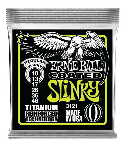 Encordado Ernie Ball Guitarra Eléctrica Coated Titanio .010