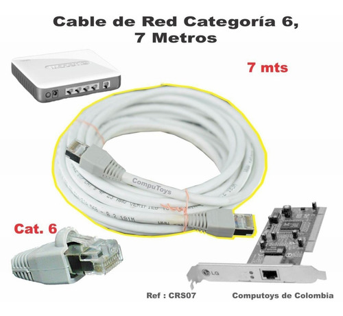 Imagen 1 de 6 de Cable Red Utp Rj45 Categoría 6 7m Ref: Crs07 Computoys Sas