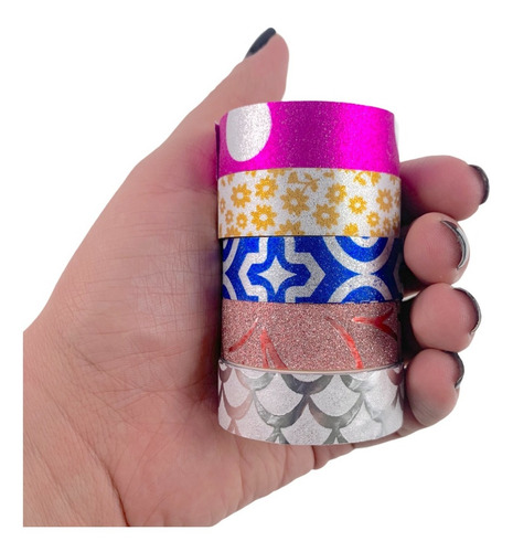 Imagem 3 de 5 de 40 Rolos De Fita Adesiva Decorativa Washi Tape Artesanato