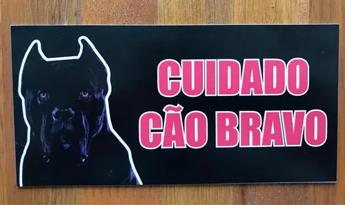Placa Advertência Cuidado Cão Bravo Personalizado