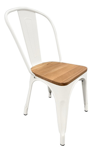 Sillas Tolix Blanco Mate C/madera Clara X2