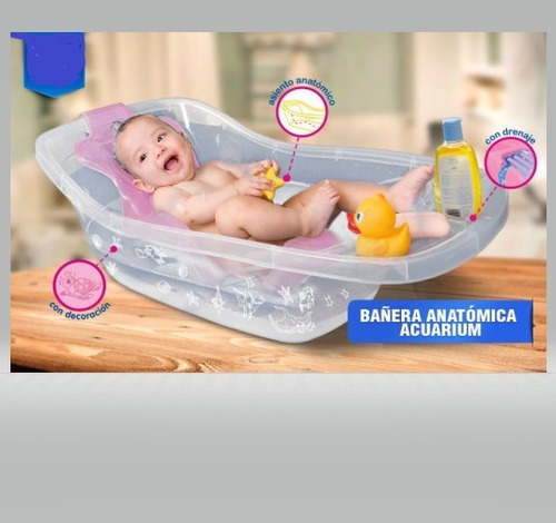 Bañera Anatómica Tina Acuarium Bebes C/respaldar Auxiliar 