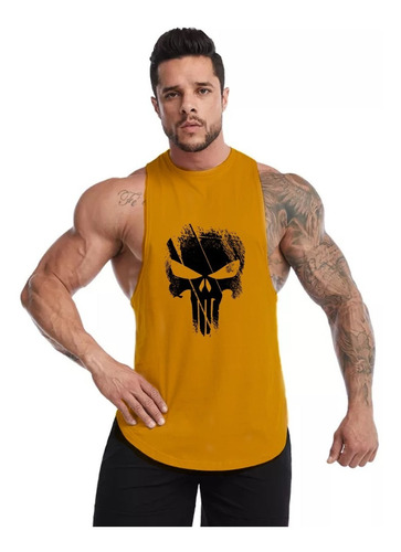 Polera Musculosa The Punisher Hombre Gimnasio Cuello Redondo