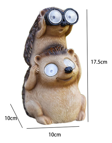 Figurita De Animales De Resina, Luces Led, Erizo10x10x17,5cm