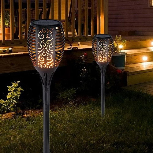Antorcha Led Lampara Jardin Con Panel Solar Para Exteriores