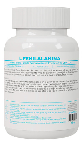 L Fenilalanina 100gr - G A $35 - g a $179