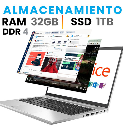 Laptop Hp Probook Core I7 11th 32gb Ram 1tb Ssd + Funda Plateado (Reacondicionado)