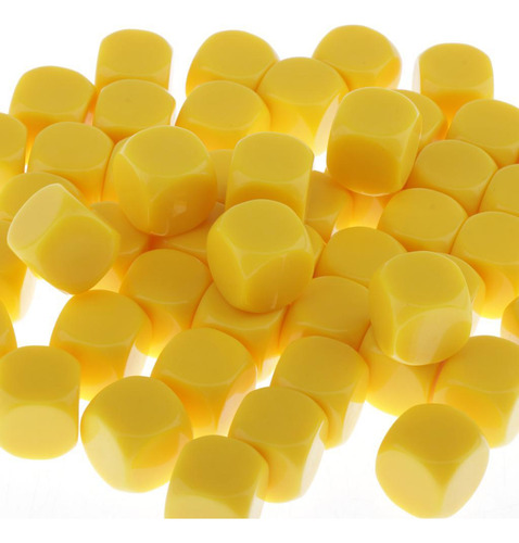50 Piezas Amarillo En Blanco Dados D6 D&d Rpg Juego De Mesa