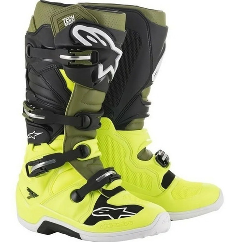 Botas Motocross Off Road Alpinestars Tech 7 Verde Militar