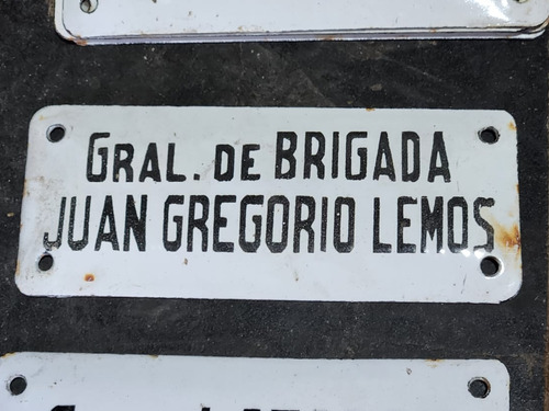 Cartel Antiguo Enlozado Calle Gen  Brig Juan Gregorio Lemos