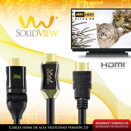 Imagen 4 de 6 de Cable Hdmi 5mt 4k 60hz Conector Giratorio. Solidview