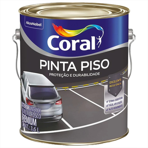 Tinta Acrílica Pinta Piso Alto Tráfego 3,6l Coral Cores Acabamento Fosco Cor Branco