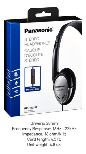 Auriculares Panasonic Rp-ht21m, C/ Micrófono, Conector De 3,