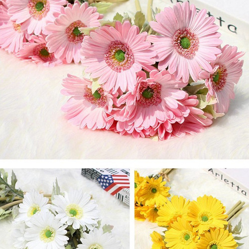 Ramo De Flores De Gerbera Artificial De 7 Piezas De Estilo